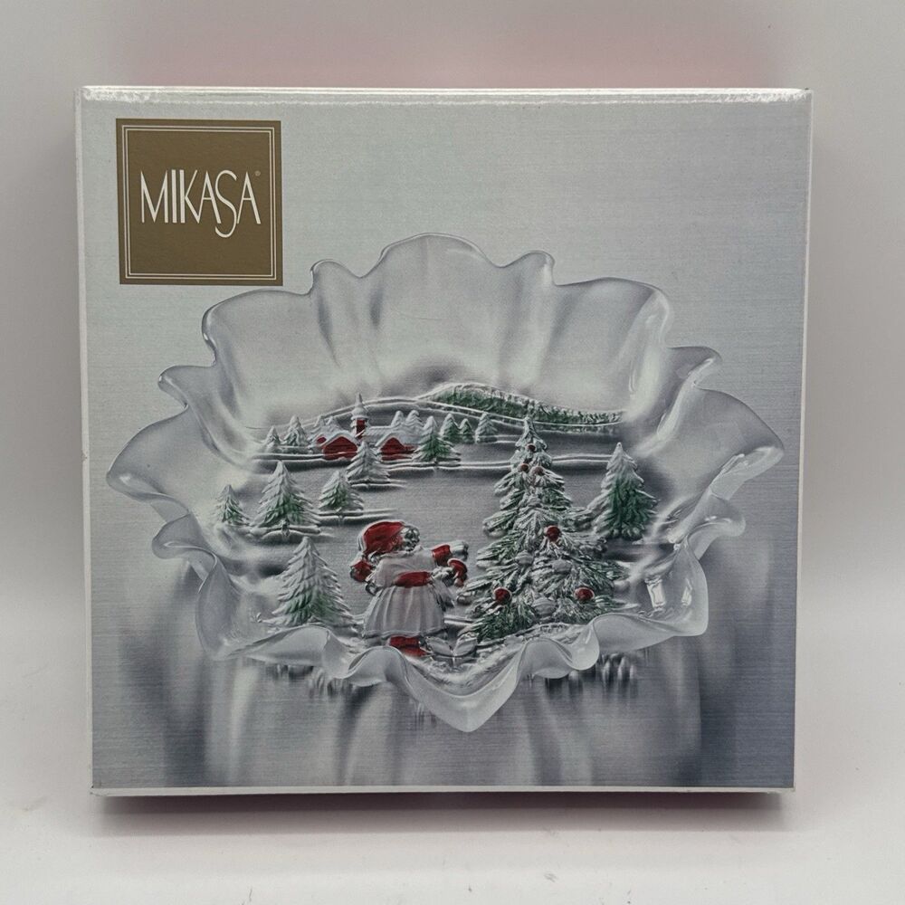 Mikasa Holiday Platter 9.5” Landscape Frosted Dish Christmas